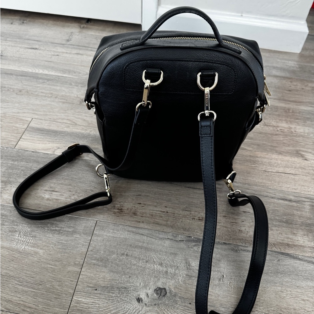 Mina Baie Stevie Mini Leather Black Backpack - all straps + Paisley wide straps - Picture 3 of 12